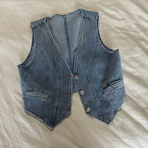 Denim Vest with Button Details